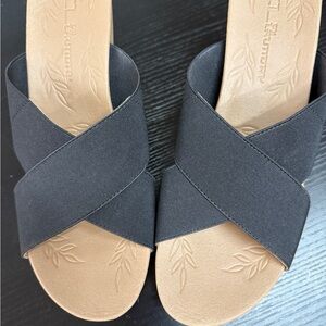 CL by Laundry Black Crisscross Slide Sandals